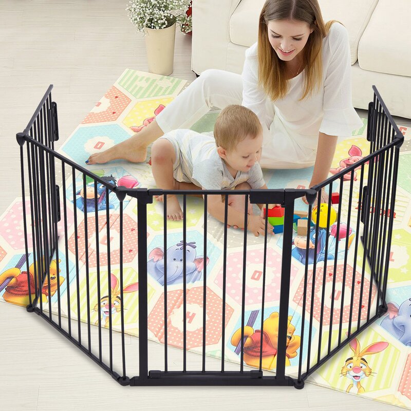 Jaxpety Baby Safety Gate 5 panel Folding Fireplace Fence Reviews Wayfair